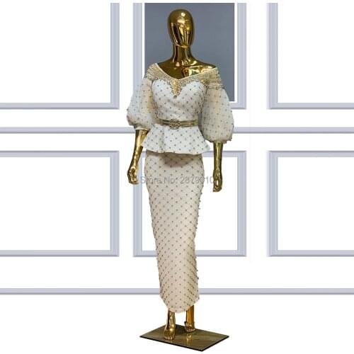 2020 Elegant Sheath Evening Dress Floor-Length Beaded Sequined Prom Dress Robe De Soiree Aibye Formal Dress Arabia Middle East