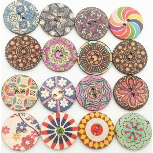 50PCS 20/25mm Retro Wooden Buttons 2 Holes For Handwork Sewing Scrapbook Clothing Button DIY Crafts Accessories Gift Card Decor