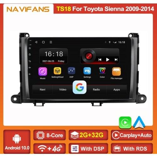IPS Screen Android 11 DSP GPS 4G Lte Car Multimedia Radio For Toyota Sienna 2009 - 2014 Auto Stereo Audio SWC BT WIFI With Frame