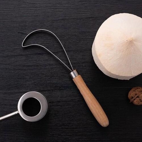 Household Wow Coconut Meat Tool Wooden Handle Stainless Steel Digging Coconut Tool Coconut Meat Remover