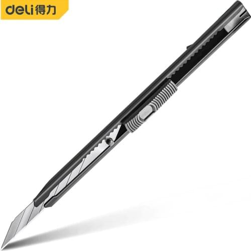 Deli DL007H Iron Shell Utility Knife 7-Section Cutter Head Auto Lock Function Detachable Function Cutting Paper And Wallpaper