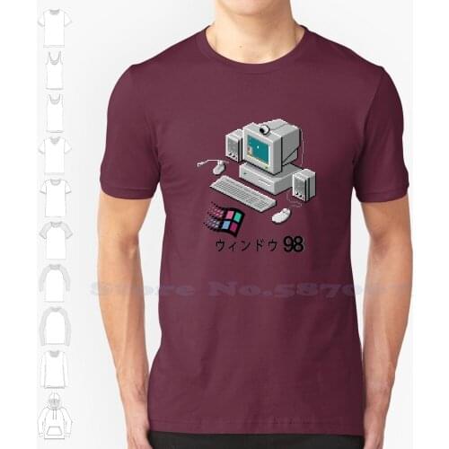 Windows 98 Vaporwave Retro Black White Tshirt For Men Women Win98 98 Windows Windows 98 Game Vaporwave Vapor Vape Wave Retro