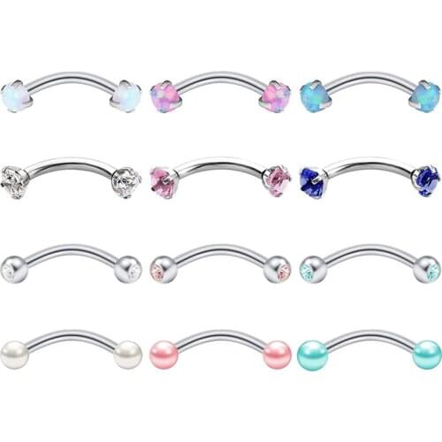 16G Stainless Steel Curved Barbell Rook Daith Earrings Eyebrow Tragus Ring Piercing Piercing Jewelry 12PCS