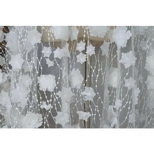 GLace 1Y/Lot soft Mesh 3Dl flower embroidery lace sewing fabric high quality wedding dress veil DIY accessories TX1590