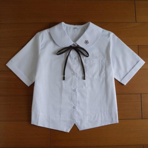 Cute Girls Japanese School Uniform Girls JK White Blouse Plum Embroidery Peter Pan Collar Short Sleeve Shirt Tops