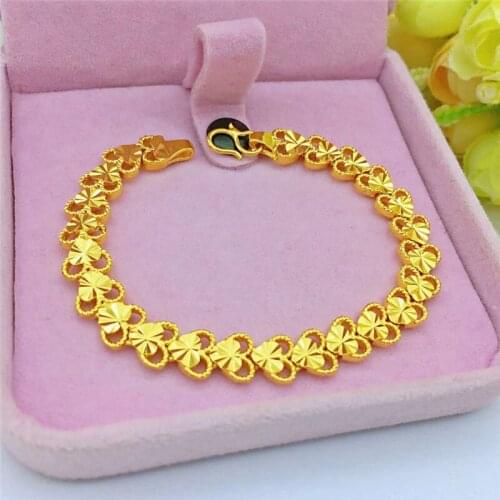 Fashion 14K Gold for Women Wedding Anniversary Bracelets Charms Heart-to-heart Chain Bracelet Statement Jewelry Birthday Gifts