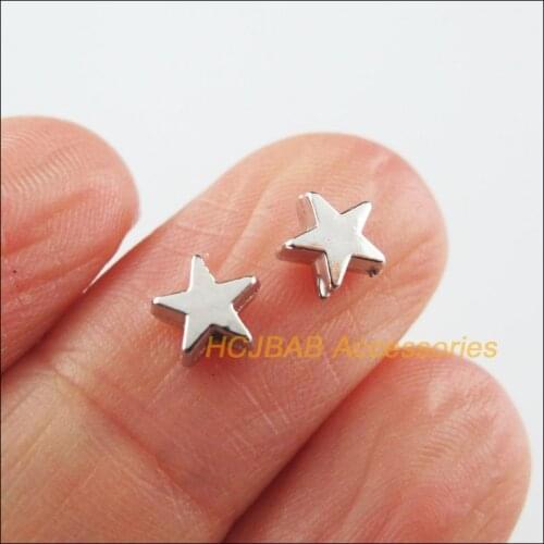 Fashion 300Pcs Dull Silver Plated Tiny Star Acrylic Spacer Beads Charms 6mm