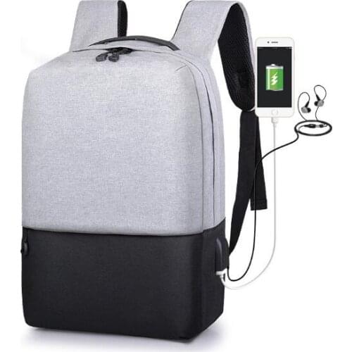 Fashion unisex Oxford cloth stitching backpack Leisure male student schoolbag USB charging travel backpack Mochila