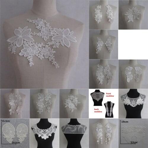 Fashion style White Embroidery Lace Collar DIY Fabric Sewing On Flower Neckline Decoration Bride Wedding Dress Decals Accessory