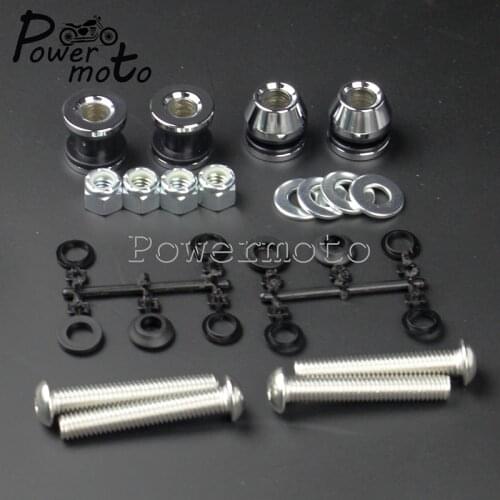 Motorcycle Chrome Sissy Bar Mounting Docking Hardware Bolt Kits Point Nuts Bushing Set For Harley Softail FX/FL FLST 2003-Up