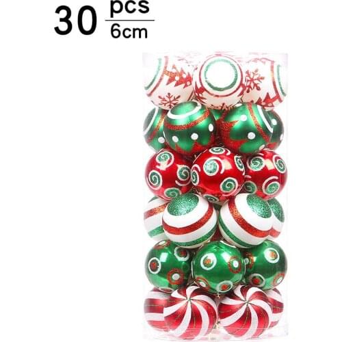 Christmas Ball Set 6cm Electroplating Hand-painted Plastic Round Ball Sparkling Christmas Tree Pendant Decoration Pendant