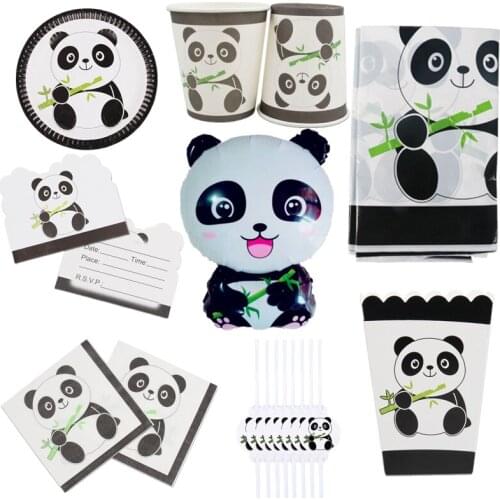 New Cartoon Panda Theme Birthday Party Decorations Kids Disposable Tableware Sets Plate Napkins Cup Baby Shower Party Supplies