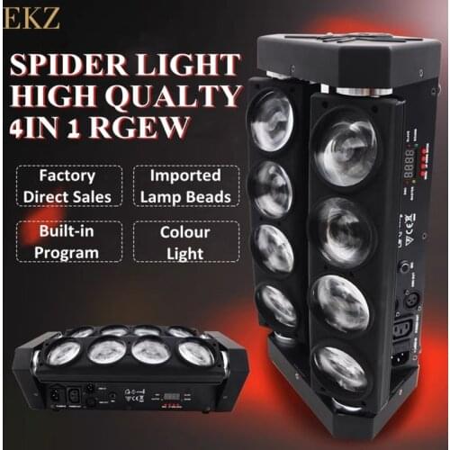 New Led Spider Moving Head Light 8X12W RGBW 4In1 Lyre Dmx Beam LED Rotating Disco Mobile Lamp For Stage Dj Party Show Lights