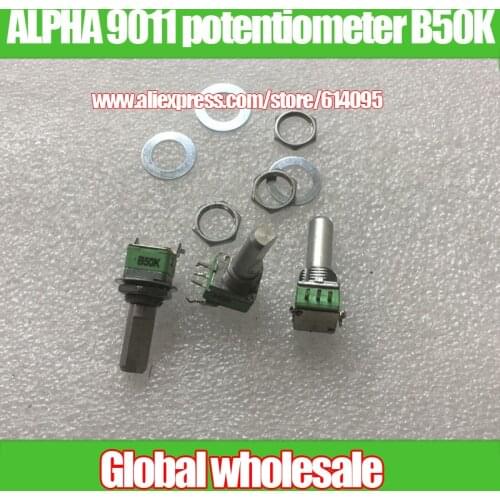 3pcs ALPHA 9011 single-joint potentiometer B50K with bracket / with mid / long handle 20MMF / Mounting Hole 9MM
