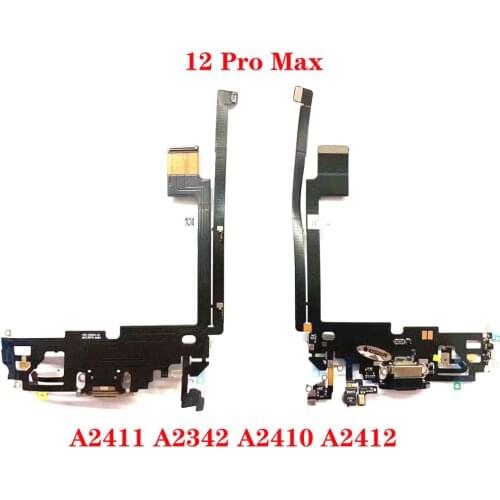Original USB Charging Port dock Flex cable For iphone 12 Pro Max Charger plug module Connector Ribbon Replacement parts