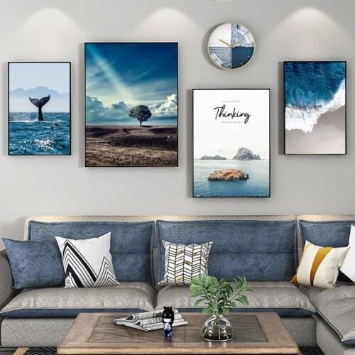 Coastal Sunrise Nature Scenery Wall Poster Nordic Canvas Art Print Sky Sea Painting Landscape Scandinavian Decor Picture