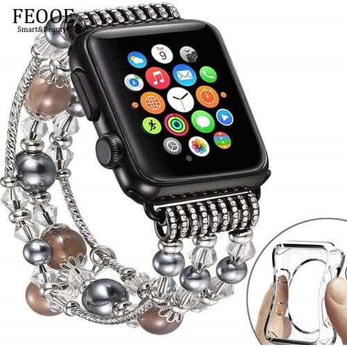 Smart Watch Smart Device Accessories for Apple Watch 1 2 3 4 5 6 Bead Spot Pink Sliver Black Apple Watch Series 5 40mm Strap