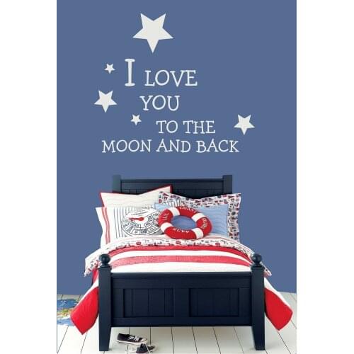 I LOVE YOU TO THE MOON AND BACK wall sticker decor nursery bedroom quote decal nontoxic pvc wallpaper hot selling mural SA995