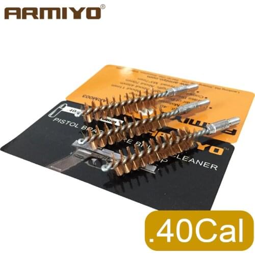 Armiyo .40Cal .41Cal 10mm Hunting Pistol Barrel Brushes Cleaner Bore Cleaning Gun Brush Screw Thread Size 8-32