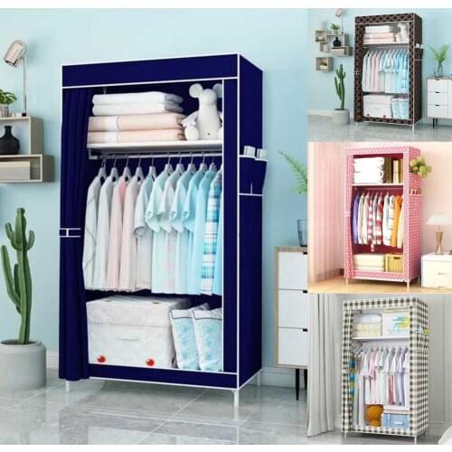 1 Set Clothing Cabinet Large Capacity Dust-proof Minimalist Storage Shelves Clothes Hanging Rack for Dorm Organization Wardrobe