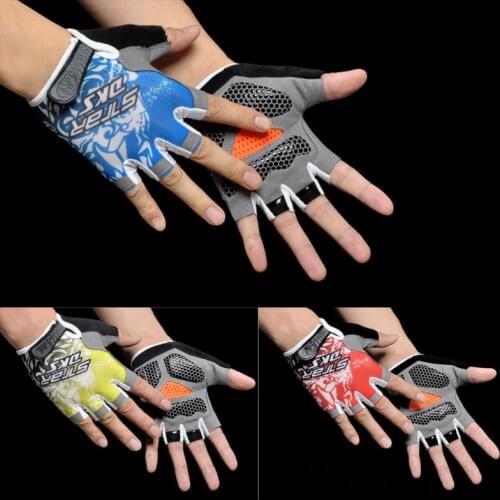 Silicone MTB Road Riding Gloves Anti-slip Anti-sweat Half Finger Hiking Gloves Gym Fitness Gloves Sports Bike Bicycle Gloves