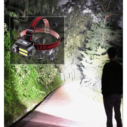 Highlight upgrade Led Headlamp Q5/COB Fishing Headlight USB Rechargeable 18650 Battery Head Flashlight Lamp Torch Cycling Light