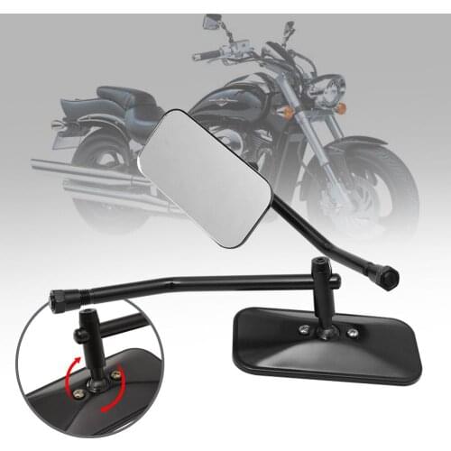 Universal Motorcycle Cafe Racer Retro Rectangle Rearview Mirrors 10MM For Harley Honda Yamaha Suzuki Cruiser Bobber
