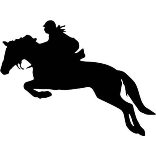 Horse Riding Jump Silhouette Ancient Vehicle Vinyl Decal Car Sticker Dazzling Black/Silver,15cm*11cm