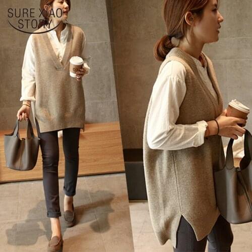 Spring V-Neck Sweater Vest Women Pullover Women Knitted Oversize Sweater Vest Autumn Winter Sleeveless Warm Jumpers New Arrival