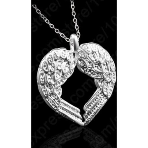 Wholesale New Fashion 925 Sterling Silver Chain Wing Heart Necklaces Pendants For Women Jewelry