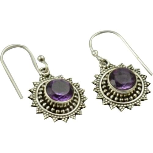 LoveGem Genuine Amethyst EARRINGS 925 Sterling Silver Jewelry, 28.6mm, AE2285