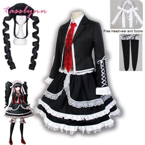 Yasuhiro Taeko Cosplay Costume Danganronpa Celestia Ludenberg Wigs Woman Lolita Uniform Skirt Halloween Party Lolita Dress