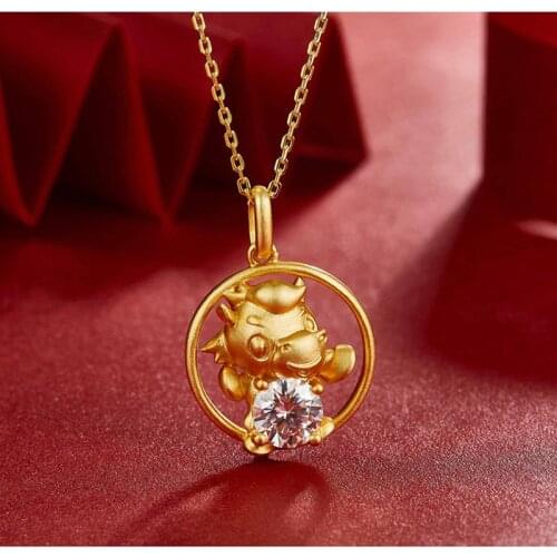 China Style 100% 925 Sterling Silver Gold Horse Real 1 Carat D Color Moissanite Lucky Pendant Necklace For Women Fine Jewelry
