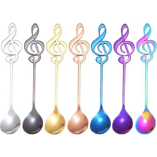 1Pcs Stainless Steel spoon Creative Flatware Music note Spoon Milk Coffee Teaspoon Ice Cream Candy Teaspoon accessories