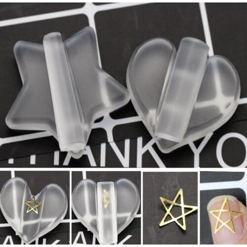 1Pc Star/Heart Shape Nail Art Metal Slice Rivet Embossed Mold Metal Frame Bend Curve Making Model DIY Manicure Tool Pressed Mold