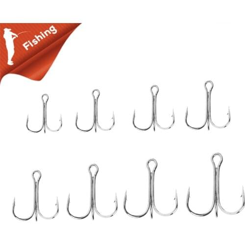 10pcs Fishing Hooks High Steel Carbon Material Treble Black Fishing Hook Round Folded Saltwater Bass 2# -16 # Tackle Tools