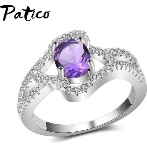 100% Brand New Women Fashion Round Cubic Zirconia rings 925 Pure Silver Wedding Jewelry Accessory Rings Hot Sale