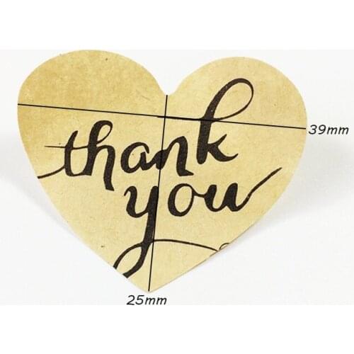 1000 Pcs/lot DIY Handmade Heart Shape Thank You Sticker Label Gift Tag Wedding Party Gift Packing Paper Sticker