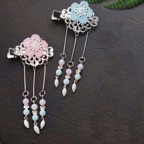 2 pcs Flower Hiar clips Accessories Girl Wedding Hair Jewelry cherry Tassels Hair Clip mermaid Hair clip