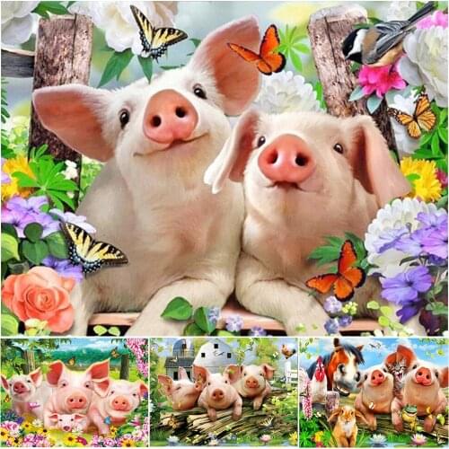 2020 New Animals Diamond Mosaic Diamond Painting 5D DIY Pig Cross Stitch Kit Home Decor Gift