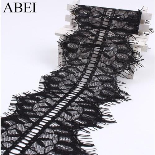 3yards/lot 11cm embroidered mesh Black Eyelash Lace Fabric Trims Handmade Garment Accessories DIY Lace Trims