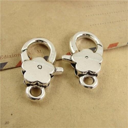 40pcs/lot Tiny Plum Flower Lobster Clasp 16*27MM Necklace Bracelet Lobsters for Handmade Jewelry