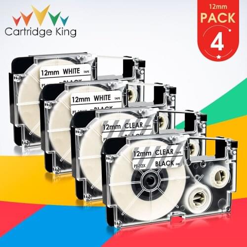6PK 12mm Cassette Label Compatible for Casio XR-12X XR 12X XR 12X Black on Clear Label Maker for Casio KL-750 KL-60 KL-1500