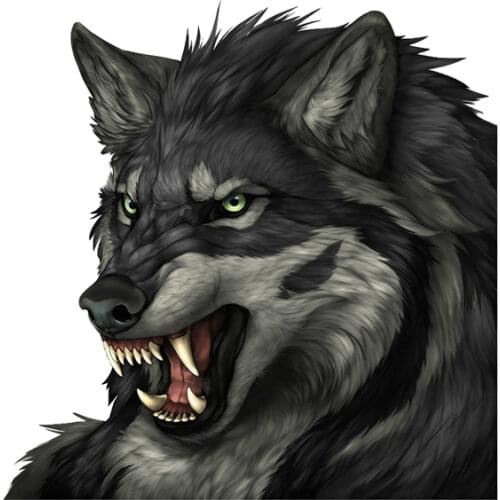 DasDecal Gray Angry Wolf Car Sticker Decoration Waterproof Decal Laptop Suitcase Truck Motorcycle Auto Accessories PVC,14cm*14cm