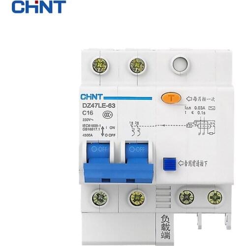 Free Shipping Household DZ47LE 2P 16A earth leakage circuit breaker 2P C 16A