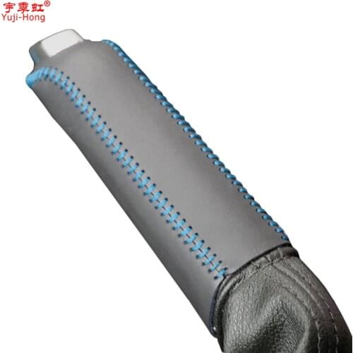 Yuji-Hong Car Handbrake Covers Case for Ford Fiesta 2009-2013 Auto Handbrake Grips Car-styling Genuine Leather Cover