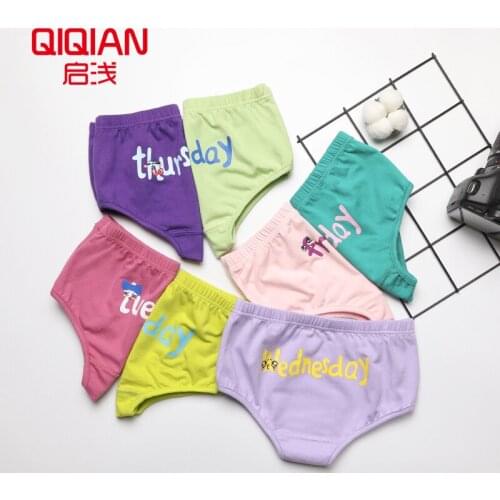 7 Pcs/lot Childrens Cotton Cartoon Printed Baby Girls Combed Briefs For 2-5 Years Kids Girls Underwear