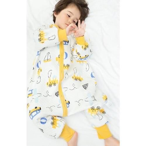 Baby sleeping bag four seasons boys and girls split-leg sleeping bag cartoon pure cotton childrens anti-kick quilt