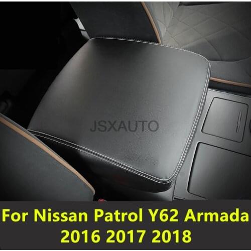 For Nissan Patrol Y62 Armada 2016 2017 2018 car central container armrest box PU Leather auto car-styling content box holder