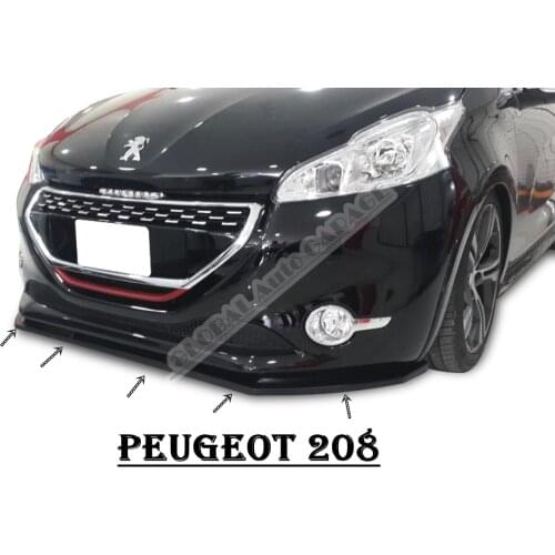 For Peugeot 208 Front Bumper Attachment Lip 2012-2020 Piano Glossy Black Splitter Diffuser Universal Spoiler Bumper Mud Flaps